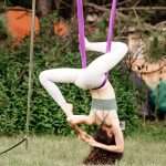 Bumi Festival 2024 Linda Aerial Yoga Instructor Guides participants in yoga that defies gravity.