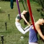 Bumi Festival 2024 Linda Aerial Yoga Instructor Guides participants in yoga that defies gravity.